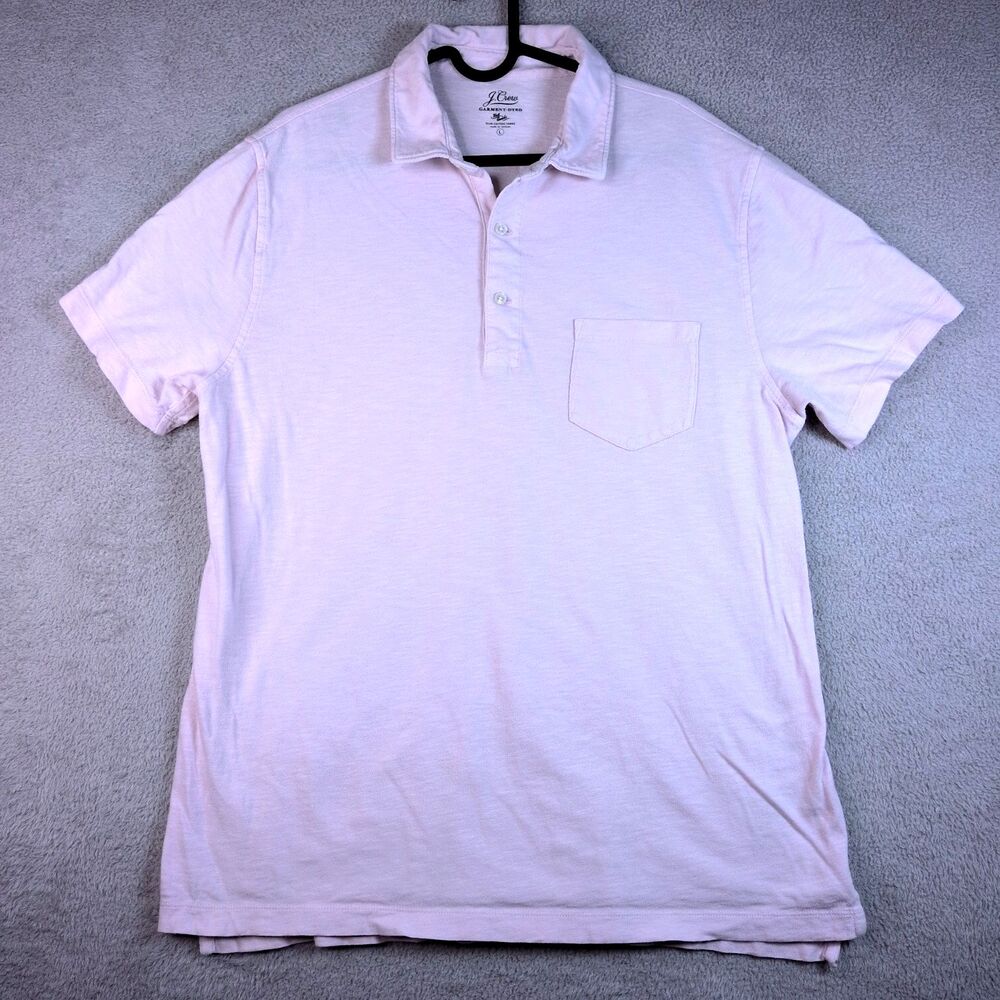 J Crew Womens Large Pink Slub Cotton Garment-Dyed Pocket Polo Shirt Short Sleeve - Picture 3 of 8